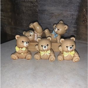 Vintage Russ Berrie Ceramic Baby Bear Cubs Figurine Japan Collectible Decor